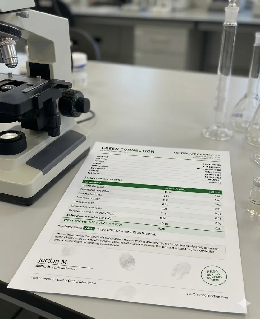 Certificat analyse HPLC laboratoire independant CBD THCA